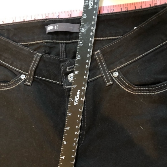 LEVI’S size 12 black cropped  jeans stretch wide leg denim NWOT - Picture 7 of 14